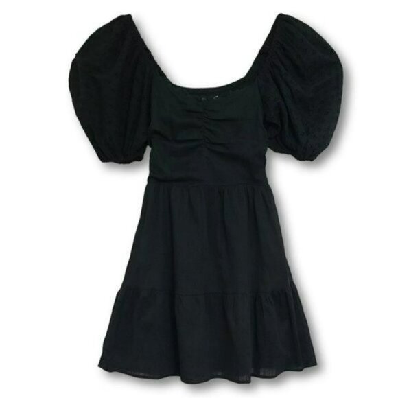 NWT HEARTLOOM Cella Embroidered Eyelet Puff Sleeves Smocked Tiered Mini Dress - Picture 7 of 9